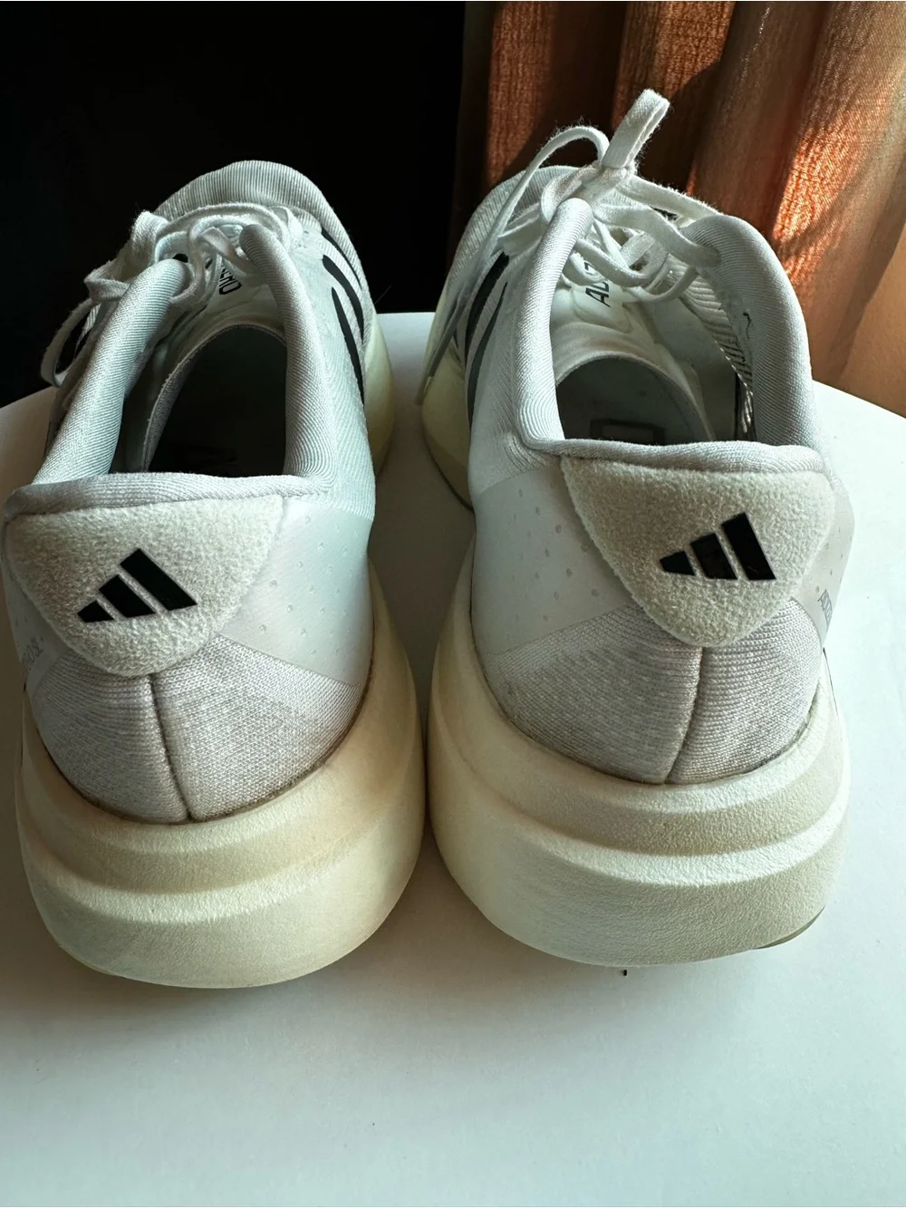 adidas Adizero Men's White with Black Stripes Running Shoes